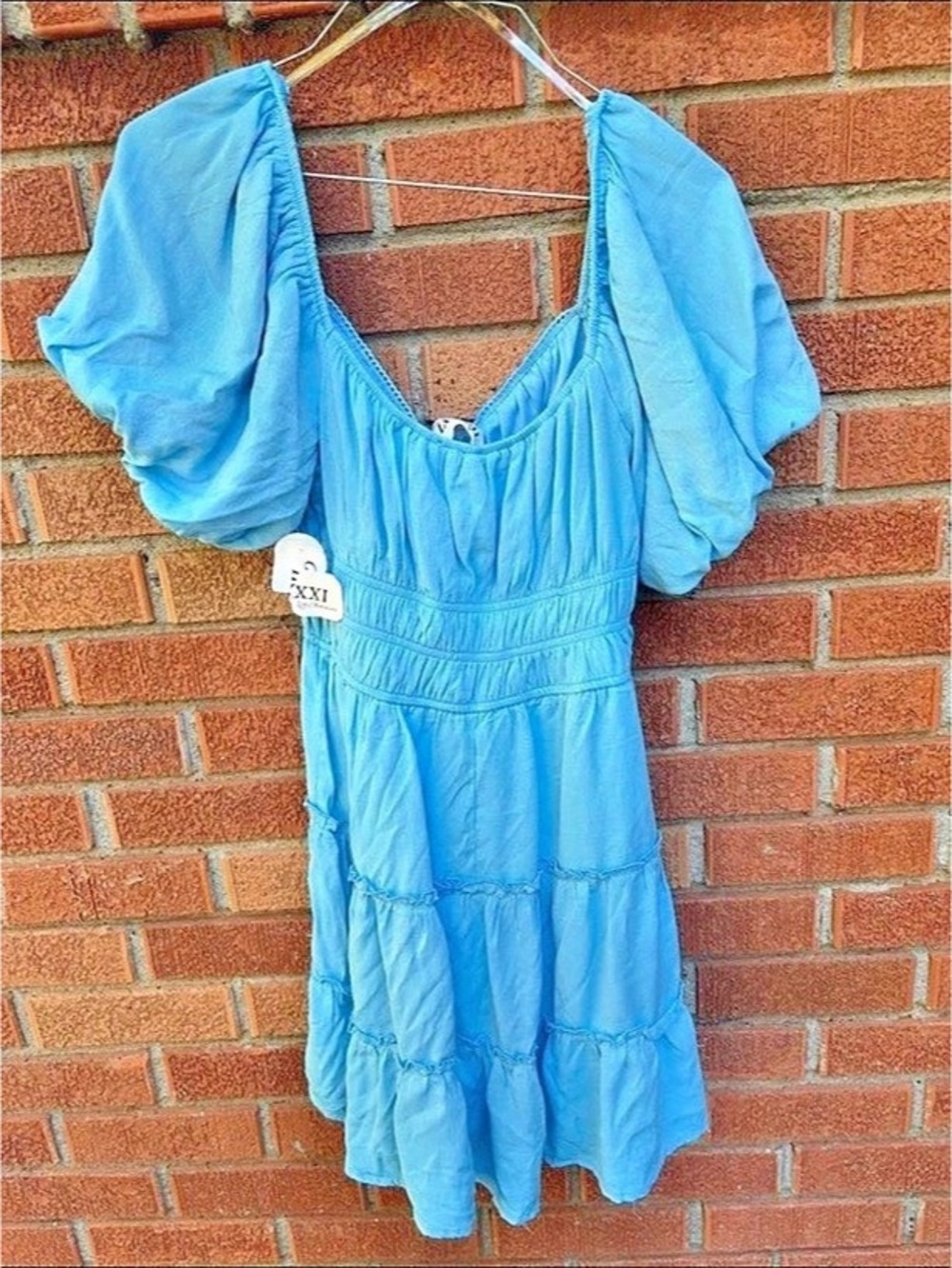 Tripp NYC Puff Sleeve Mini Dress in Blue Size Small Like New